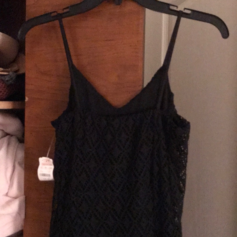 Black lined crochet dress